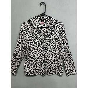 Kate‎ Spade Pajama Top  Size Small Animal Print Pink Black Long Sleeve Fleece